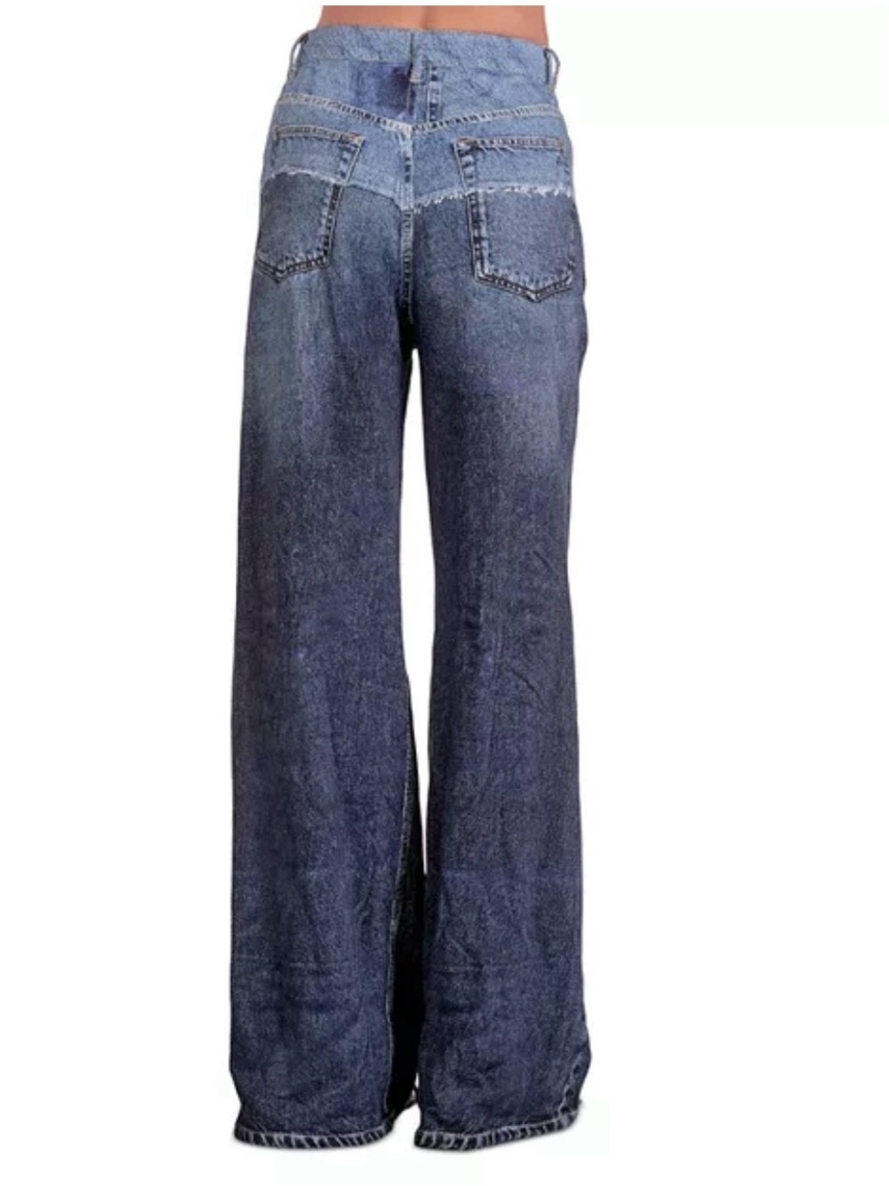 Elan Jade Sweatpant Jean in Denim Two Tone. Size X-Small - Picture 2 of 10